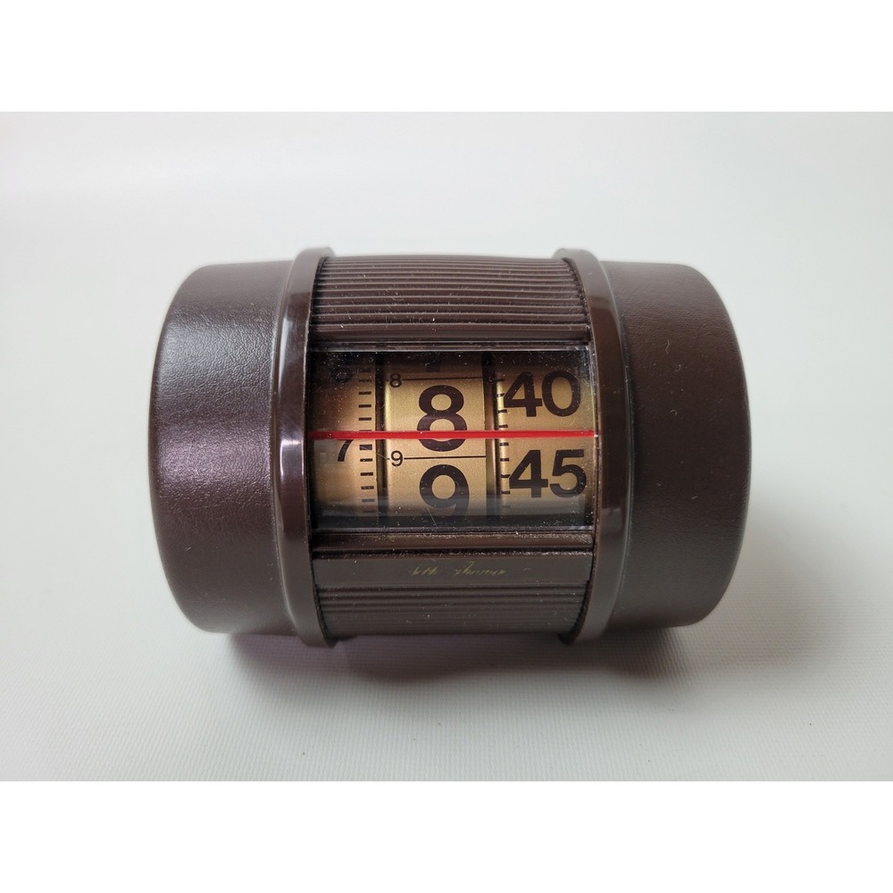 Vintage Seth Thomas Brown Rolling Drum Barrel‎ Wind Up Alarm Clock MCM